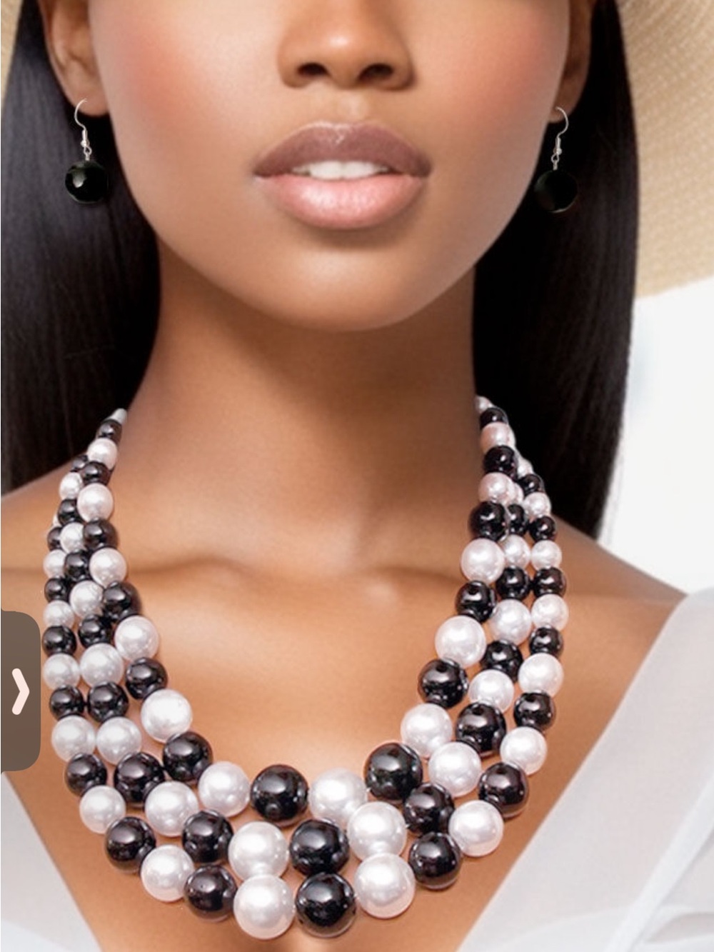 Multi-Strand Black and White Pearl Statement Necklace by
